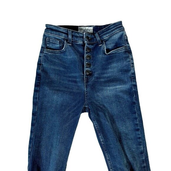 We The Free People Women's Sz 26 Reagan Exposed Button Front Distressed Jeans - Picture 4 of 9